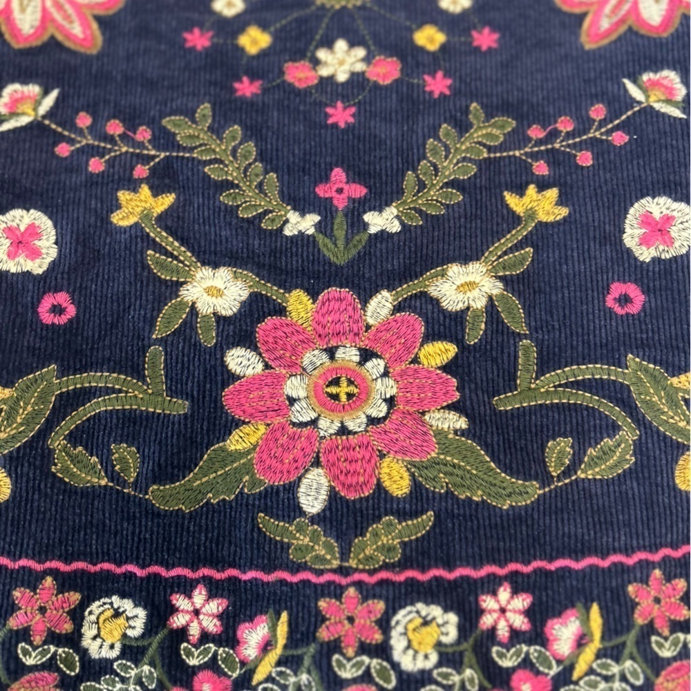 Harper Franchesca’s Brand, Navy Corduroy Embroidered Mini Skirt.Size S.Artsy. - Picture 2 of 5